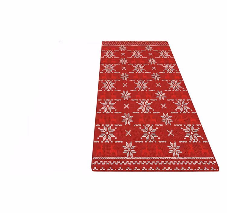 Alfombra vinílica roja con patrón navideño típico - TenVinilo