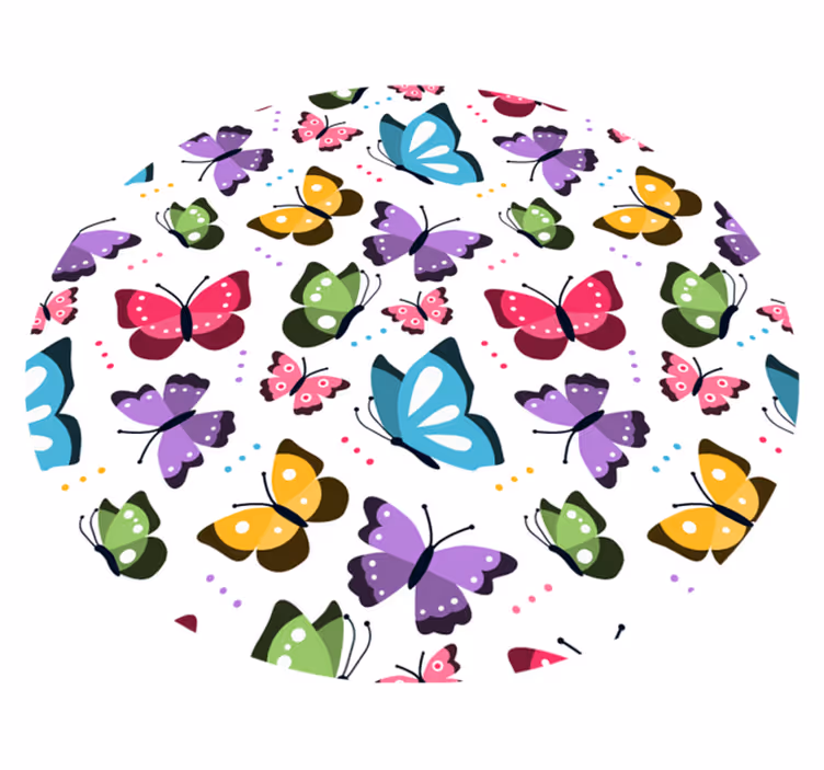 Alfombra vinílica redonda de mariposas - TenVinilo