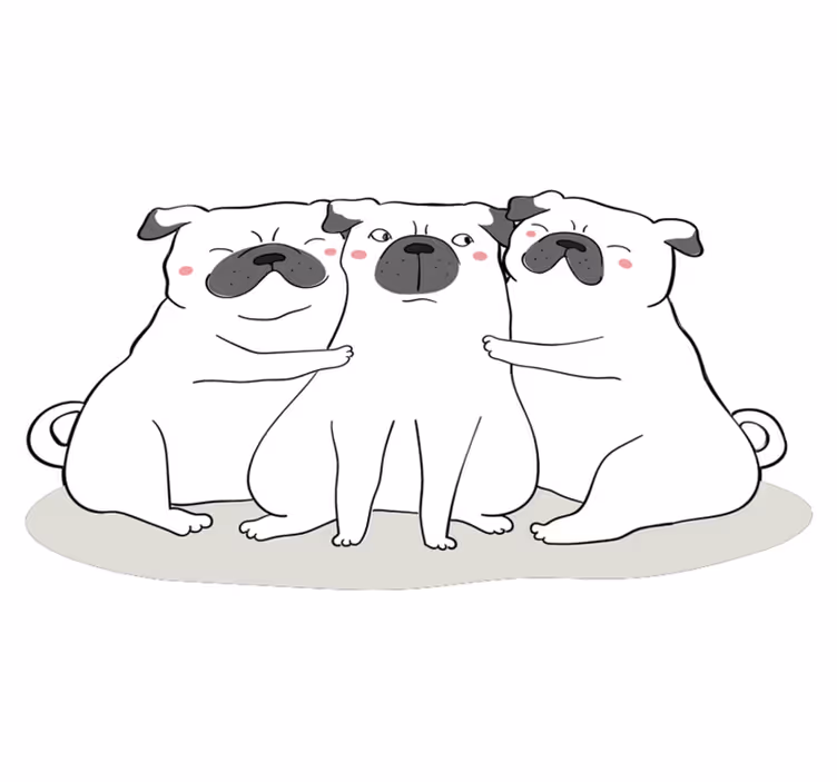 Alfombra vinilica perro pug amigos - TenVinilo