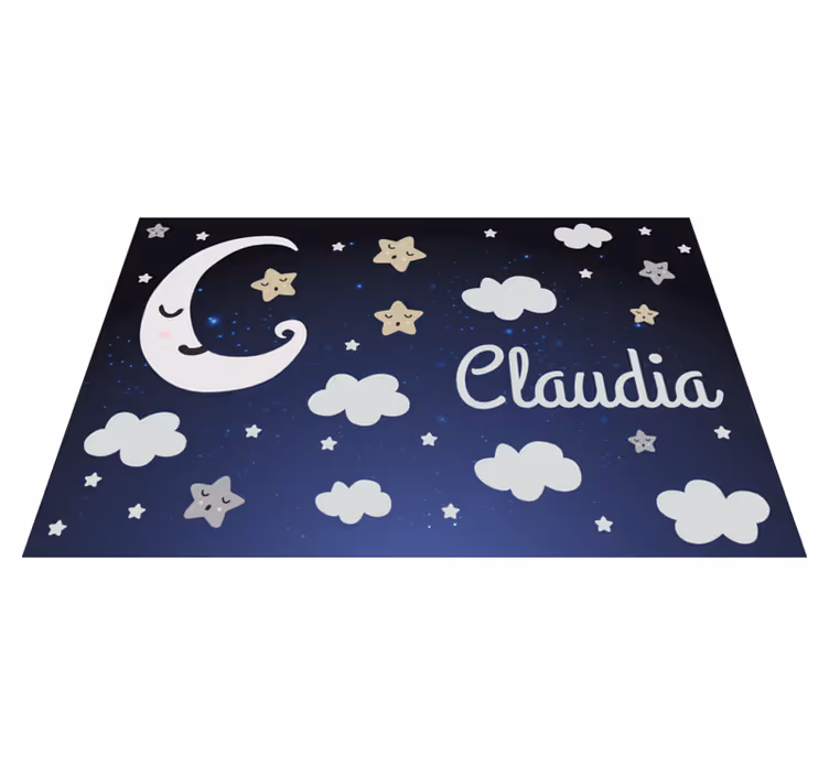 Alfombra vinilica bebé luna con nombre - TenVinilo