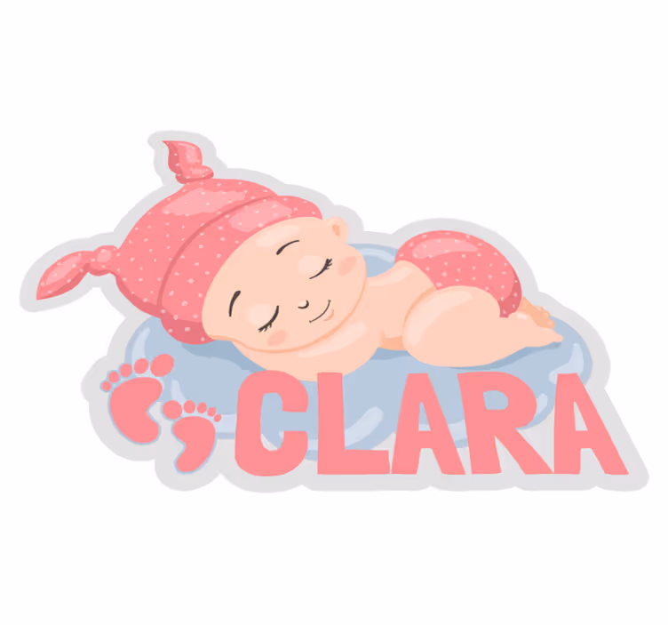 Alfombra vinílica bebé niña durmiendo color rosa - TenVinilo