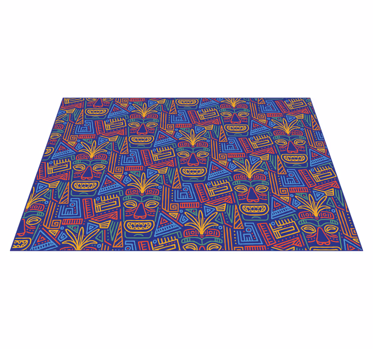 Alfombra vinílica étnica mascaras etnicas - TenVinilo