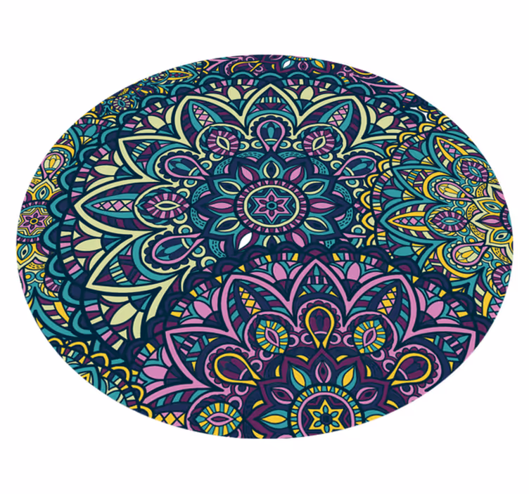 Alfombra vinílica composicion mandalas redonda - TenVinilo
