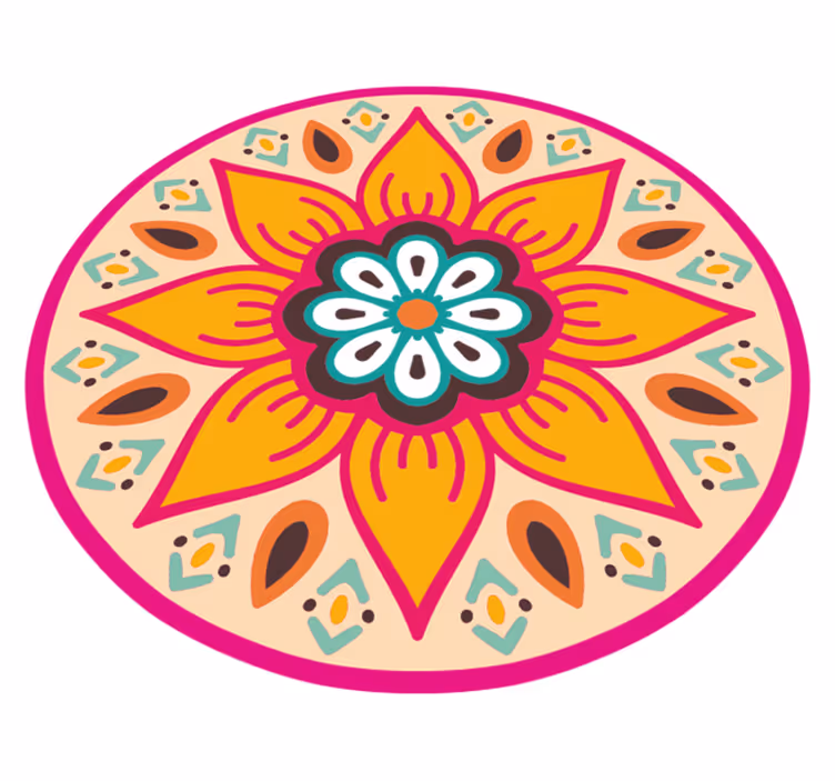 Alfombra vinílica baño redonda mandala de flores - TenVinilo