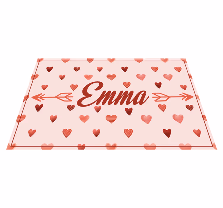 Alfombra vinílica personalizable tema corazón personalizado - TenVinilo