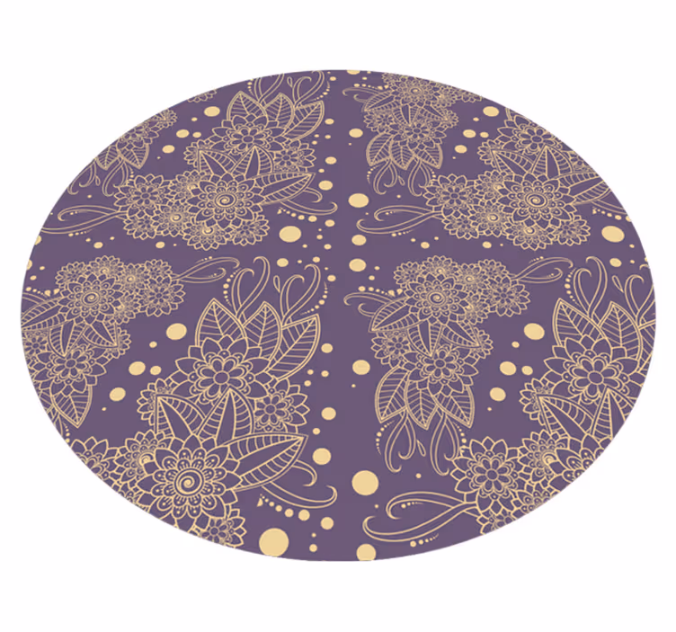 Alfombra vinílica lila motivos florales paisley - TenVinilo