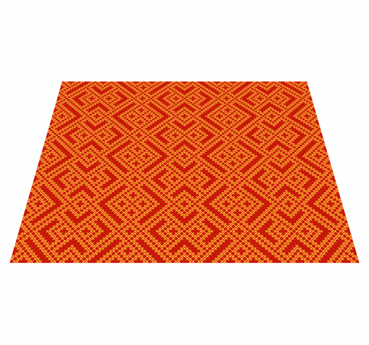 Alfombra vinílica roja Patrón ornamental eslavo - TenVinilo