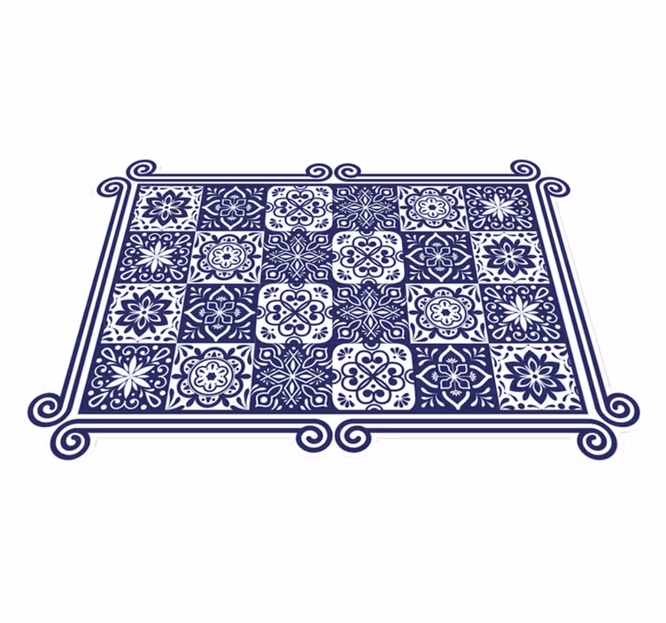 Alfombras vinilica hidráulica azulejos azules - TenVinilo