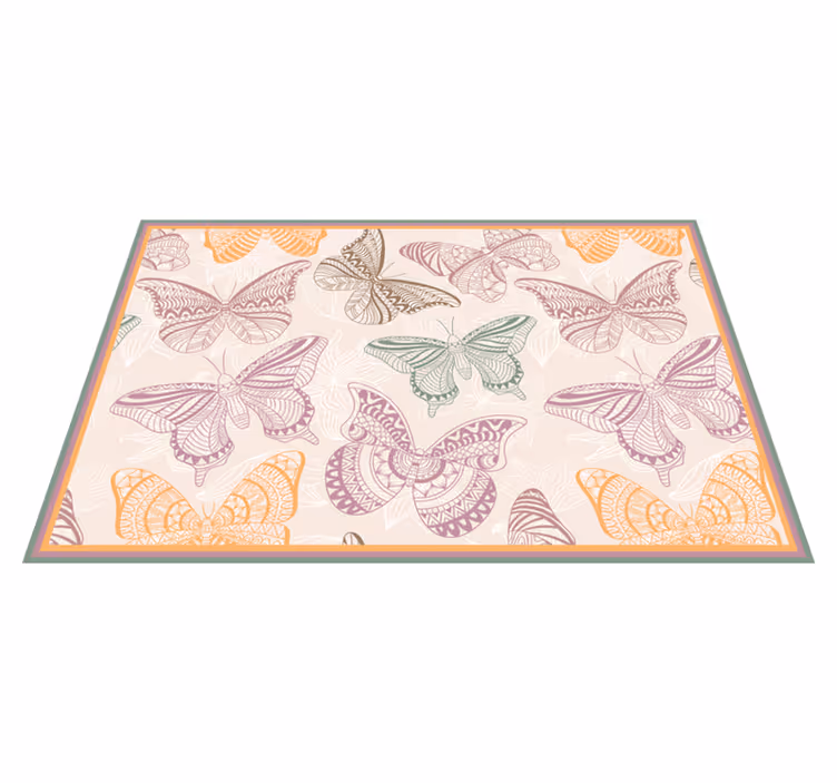 Alfombra vinílica mandala esquema de mariposa - TenVinilo