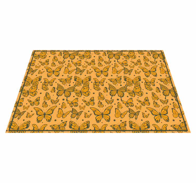 Aflombra vinílica naranja mariposas volando - TenVinilo