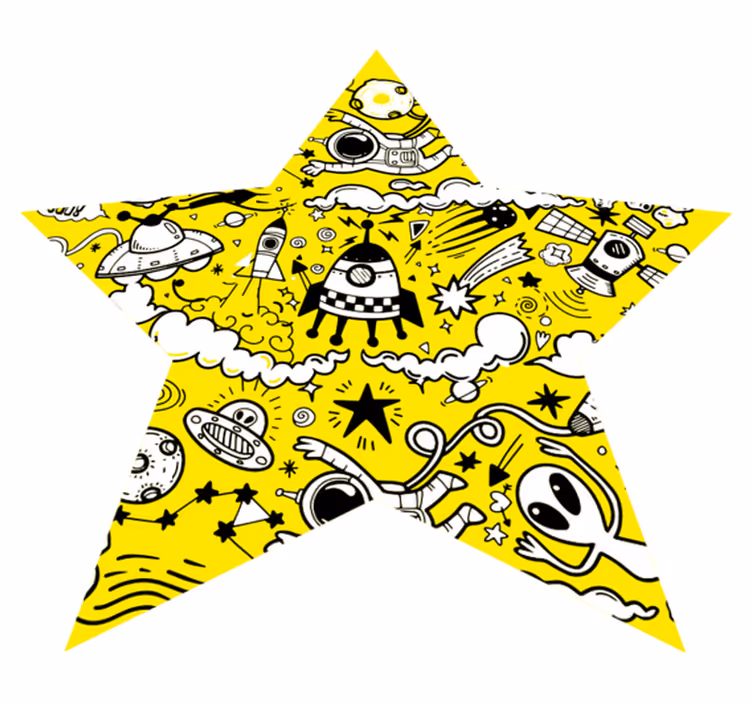 Alfombra vinílica infantil estrella alienígena garabato - TenVinilo
