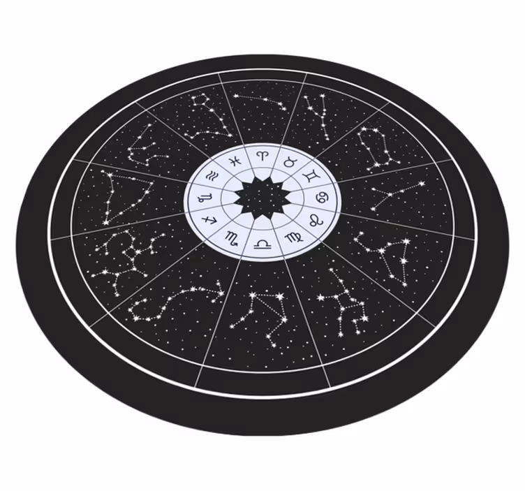 Alfombra vinílica redonda del Zodíaco - TenVinilo