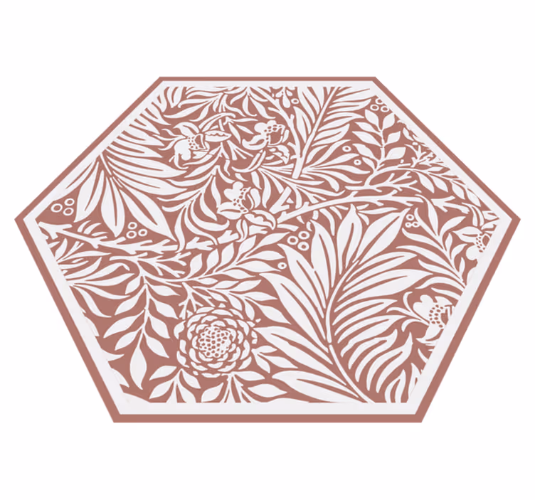 Alfombra vinílica flores hexágono de simetría floral - TenVinilo