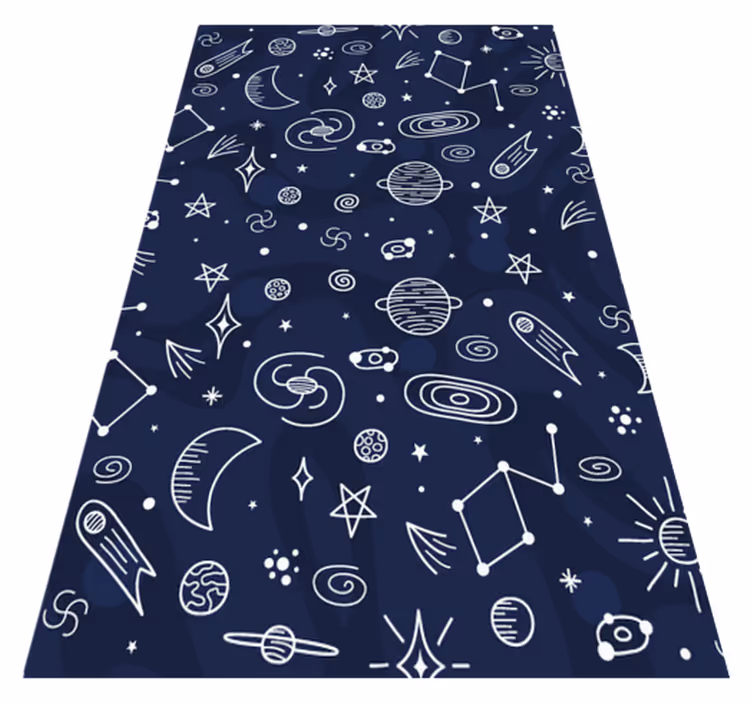 Alfombra vinílica infantil espacio de temática cósmica - TenVinilo