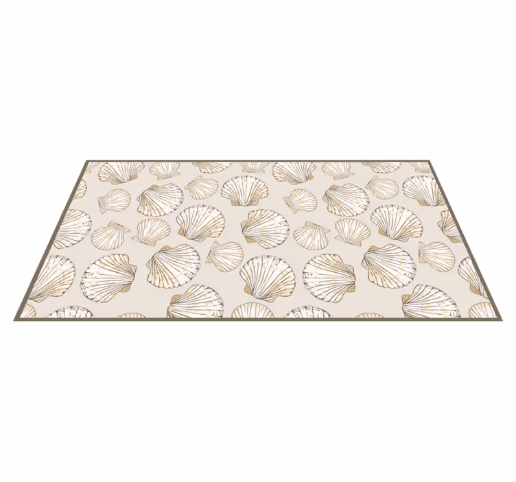 Alfombra vinílica flores conchas doradas - TenVinilo