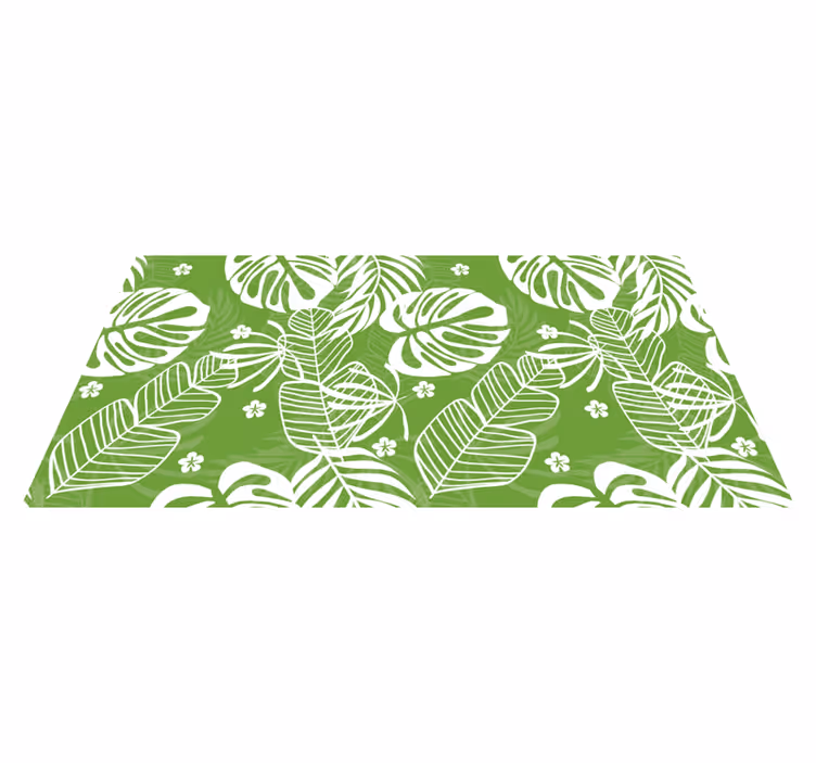 Alfombra vinílica flores motivo tropical verde - TenVinilo