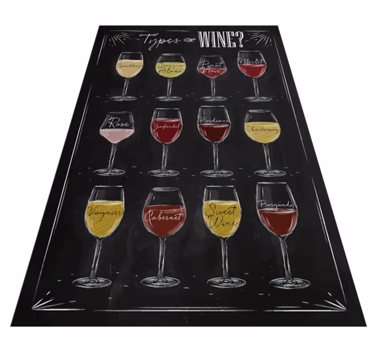 Alfombra vinílica con frase Tipo de vinos negros - TenVinilo