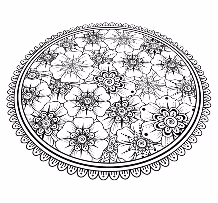 Alfombra vinílica mandala patrón floral mandala - TenVinilo