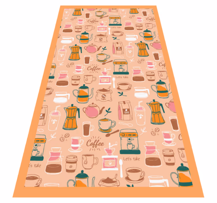 Alfombra vinílica cocina collage de cafeteria - TenVinilo