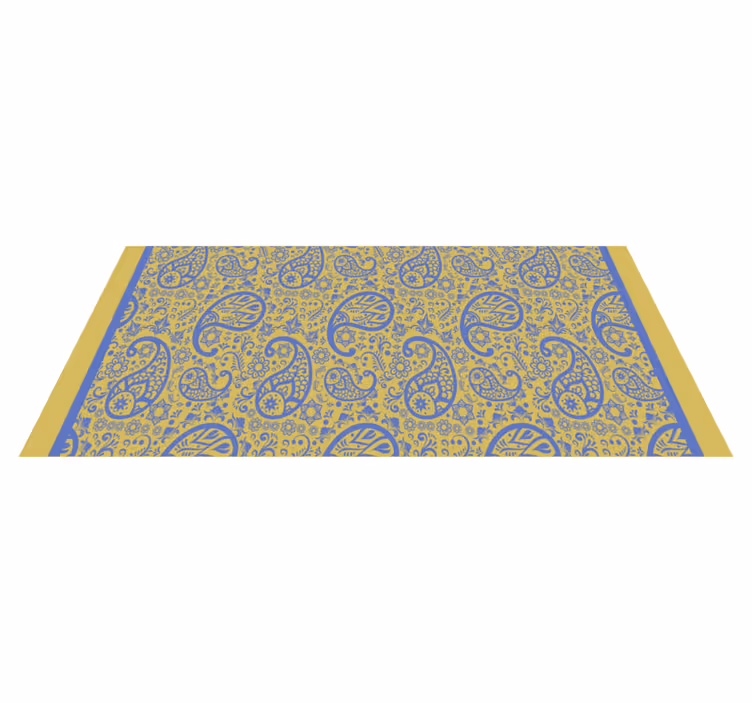 Alfombra vinílica moderna paisley amarillo y azul - TenVinilo