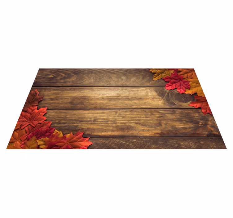 Alfombra vinílica imitación madera hojas de otoño estéticas - TenVinilo
