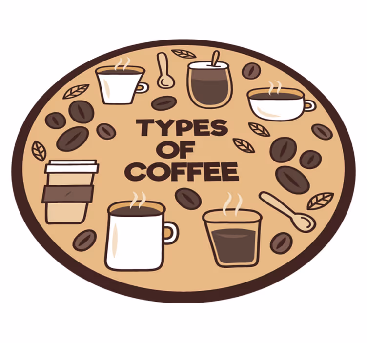 Alfombra vinílica con frase Tipos de cafe - TenVinilo