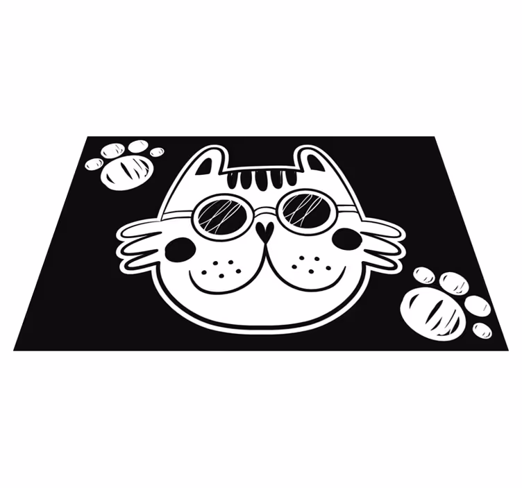 Alfombra vinílica infantil ilustración de gato de dibujos - TenVinilo