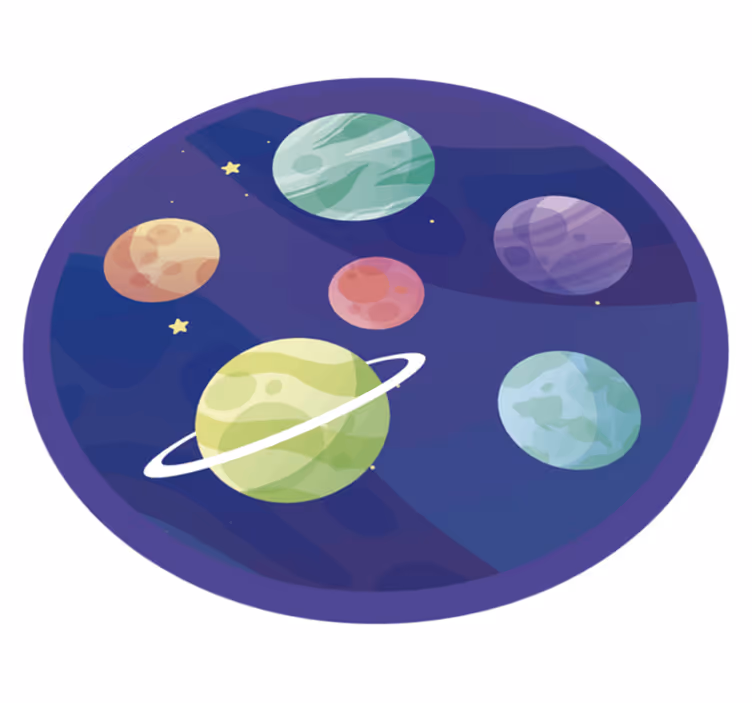 Alfombra vinílica infantil planetas coloridos - TenVinilo