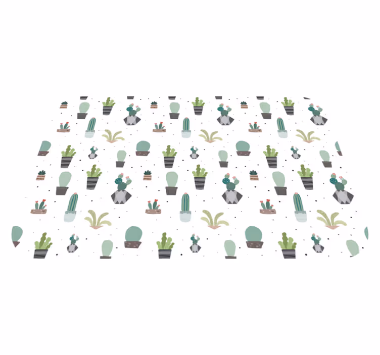 Alfombra vinílica flores patrón de cactus - TenVinilo