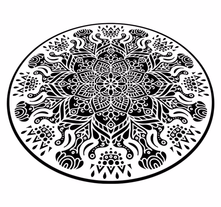 Alfombra vinílica mandala Mandala blanco y negro - TenVinilo