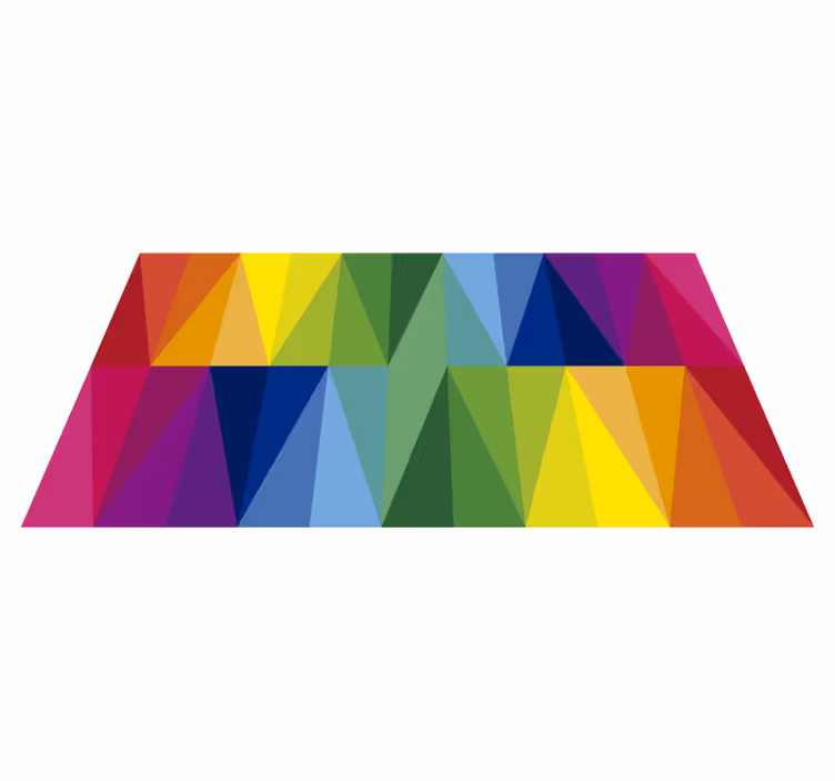 Alfombra vinílica geométrica matriz triangular colorida - TenVinilo