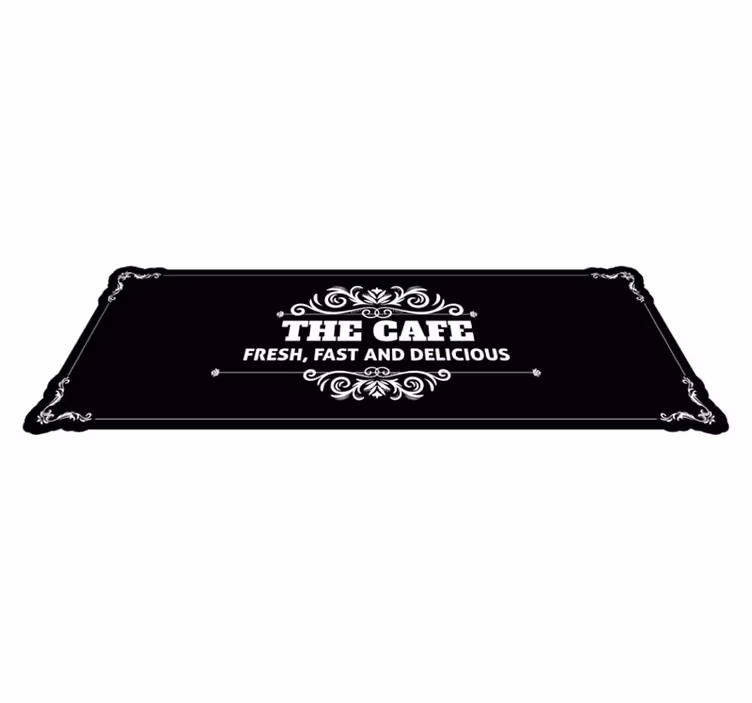 Alfombra vinílica frase cafe fresco delicioso - TenVinilo