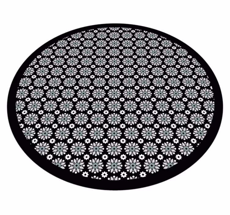 Alfombra vinílica flores patrón redondo floral - TenVinilo