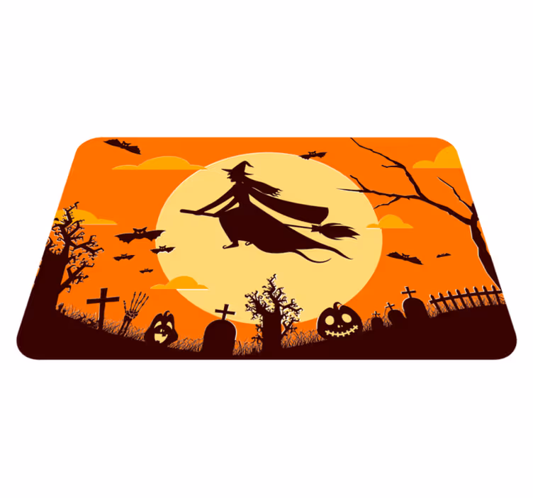 Alfombra vinílica halloween silueta espeluznante - TenVinilo