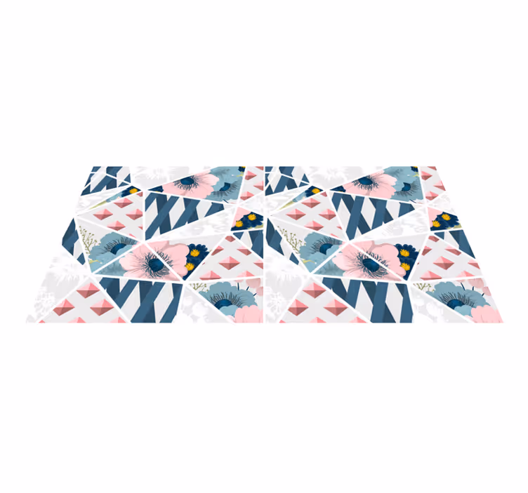 Alfombra vinílica geométrica caleidoscopio floral geométrico - TenVinilo