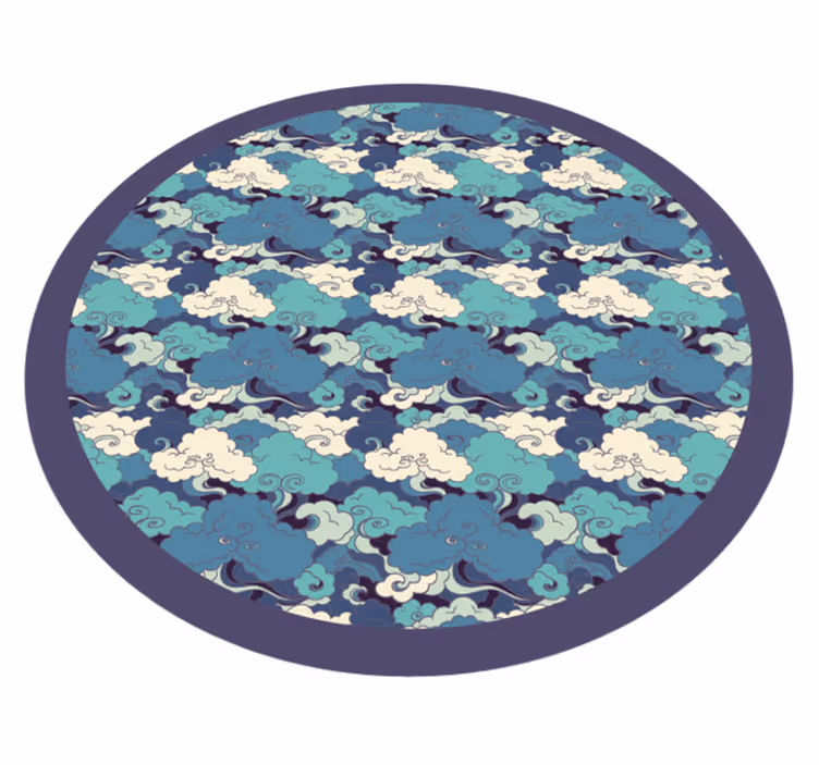 Alfombra vinílica flores decoración con estampado de nubes - TenVinilo