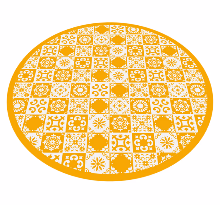 Alfombras vinílica hidráulica naranja y blanca - TenVinilo
