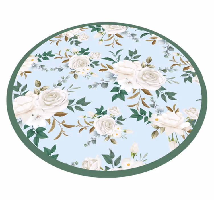 Alfombra vinilo cocina patrón rosas elegante - TenVinilo