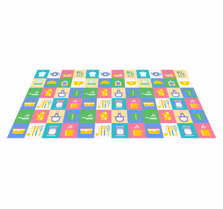 Alfombra vinilo cocina Batería de cocina - TenVinilo