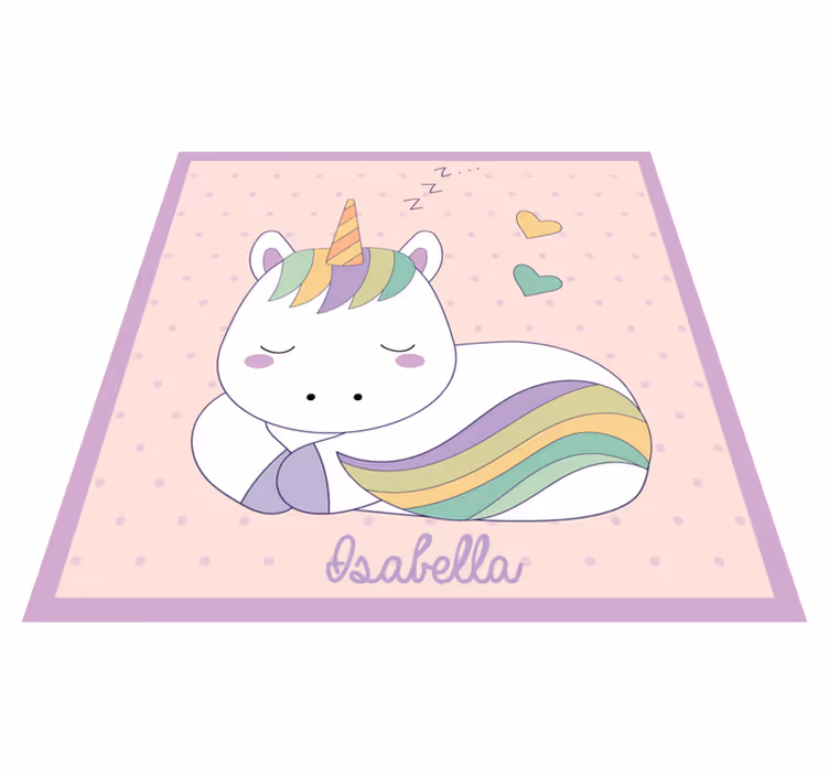 Alfombra vinilo unicornio arcoíris con nombre  - TenVinilo