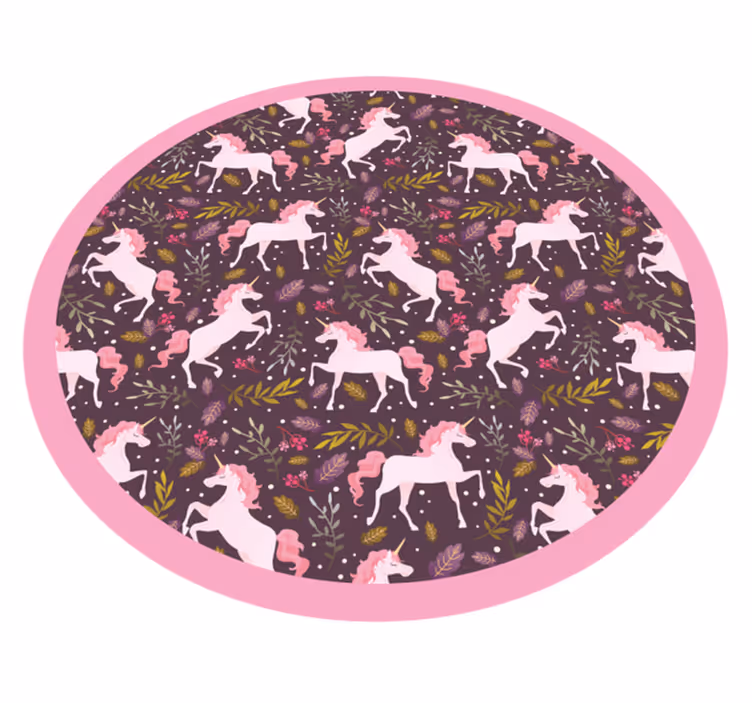 Alfombra vinílica animales círculo de patrón de unicornio - TenVinilo