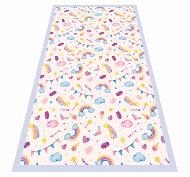 Alfombra vinílica infantil imágenes de infancia caprichosas - TenVinilo