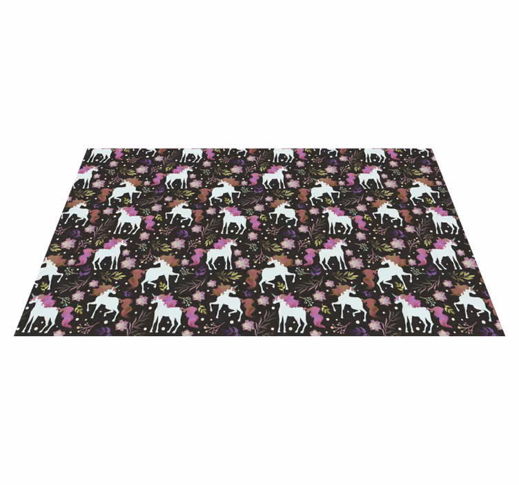 Alfombra vinílica infantil motivo juguetón de unicornio - TenVinilo