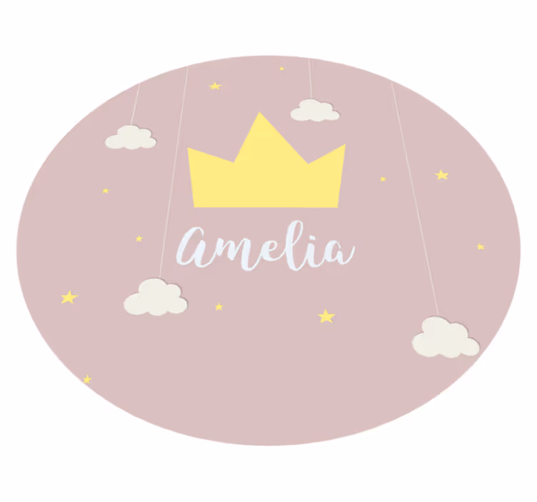 Alfombra vinílica con nombre Corona de princesa personalizable - TenVinilo