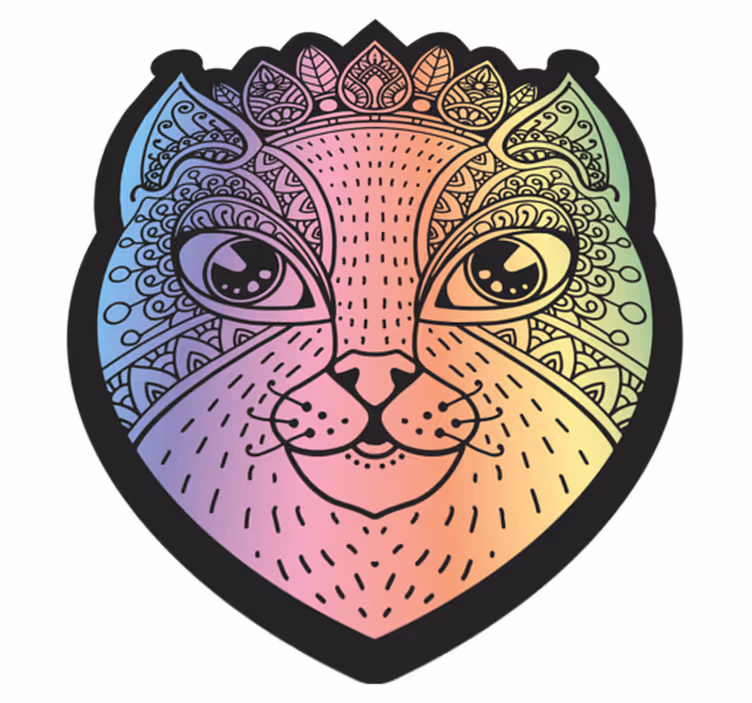 Alfombra vinílica animales ilustración de gato mandala - TenVinilo