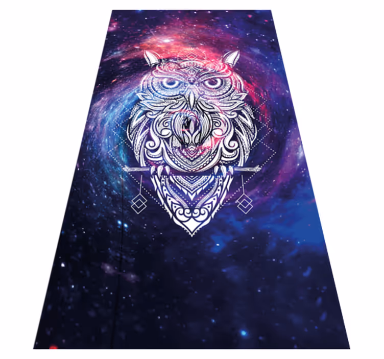 Alfombra vinílica animales ilustración de búho cósmico - TenVinilo