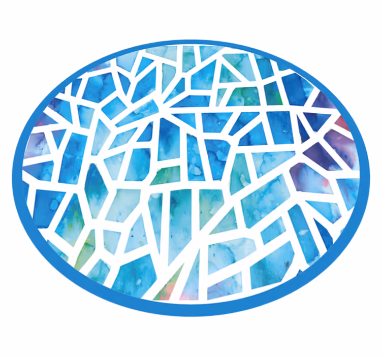 Alfombra vinílica azul mosaico de acuarela - TenVinilo