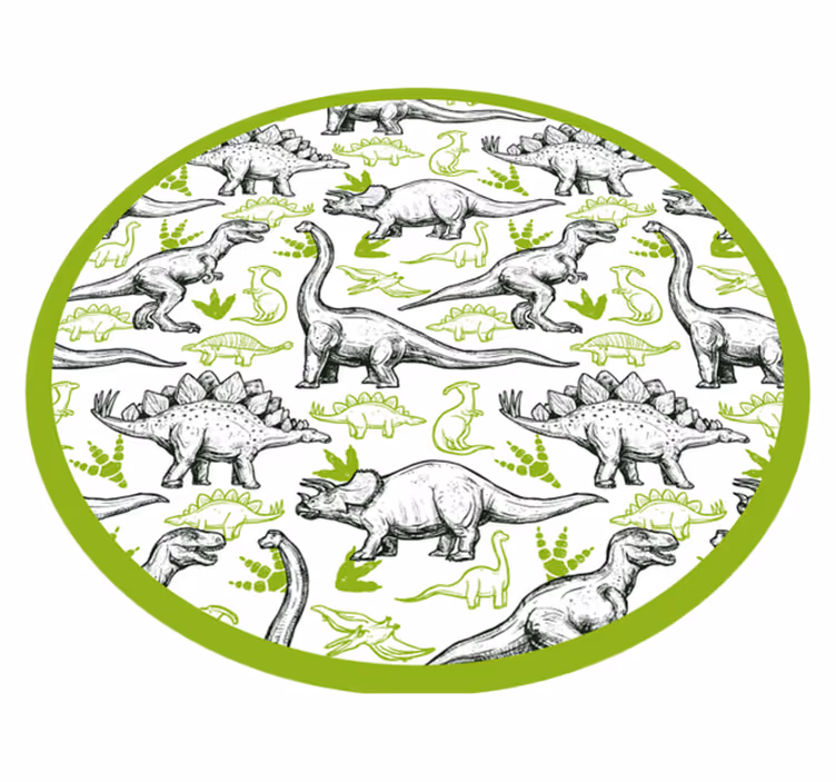 Alfombra vinílica infantil círculo temático de dinosaurios - TenVinilo