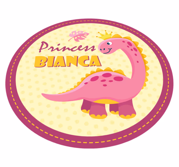 Alfombra vinilo con nombre dinosaurio rosa - TenVinilo