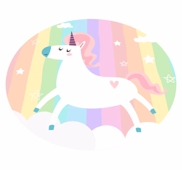 Alfombra vinílica infantil decoración de unicornio arcoíris - TenVinilo